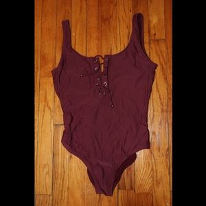 Burgundy One Piece Swimsuit